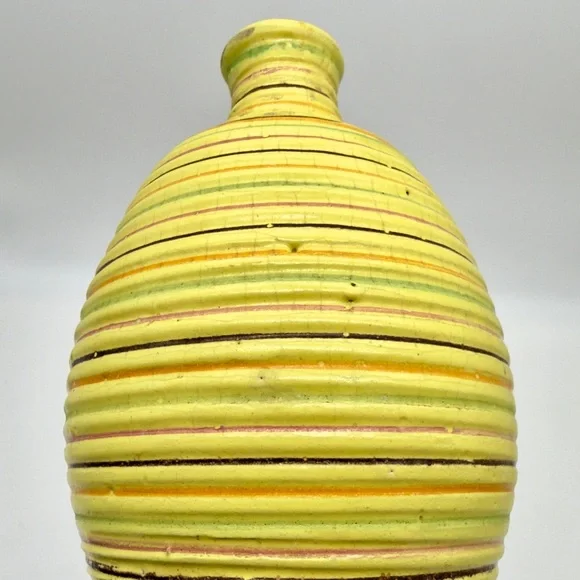 Italian Striped Beehive Pottery Vase Ribbed Alvino Bagni Style Handmade Italy - Picture 11 of 14